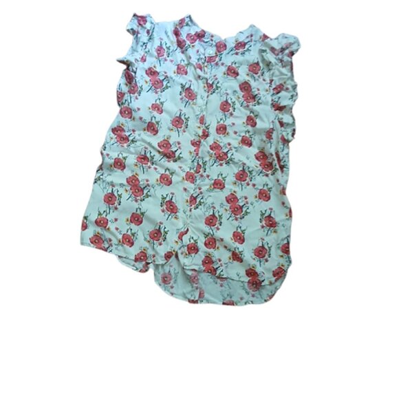 Just Living Tops - Just Living Floral Blouse - Red and White